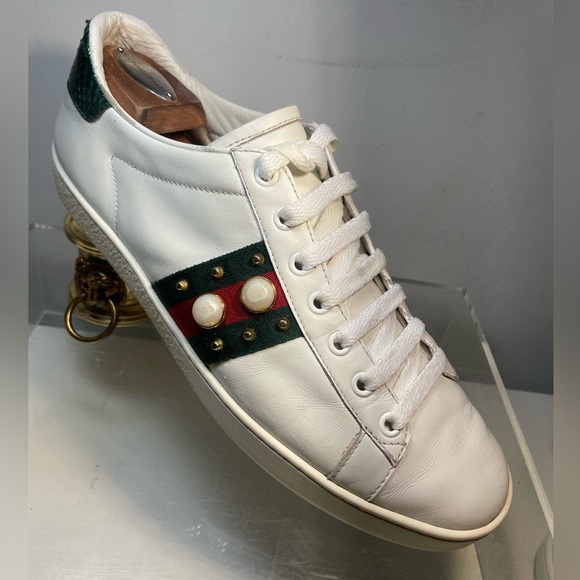 GUCCI ace peral studded white Snearkers with spikes sz 39.5 made in italy - Picture 7 of 16